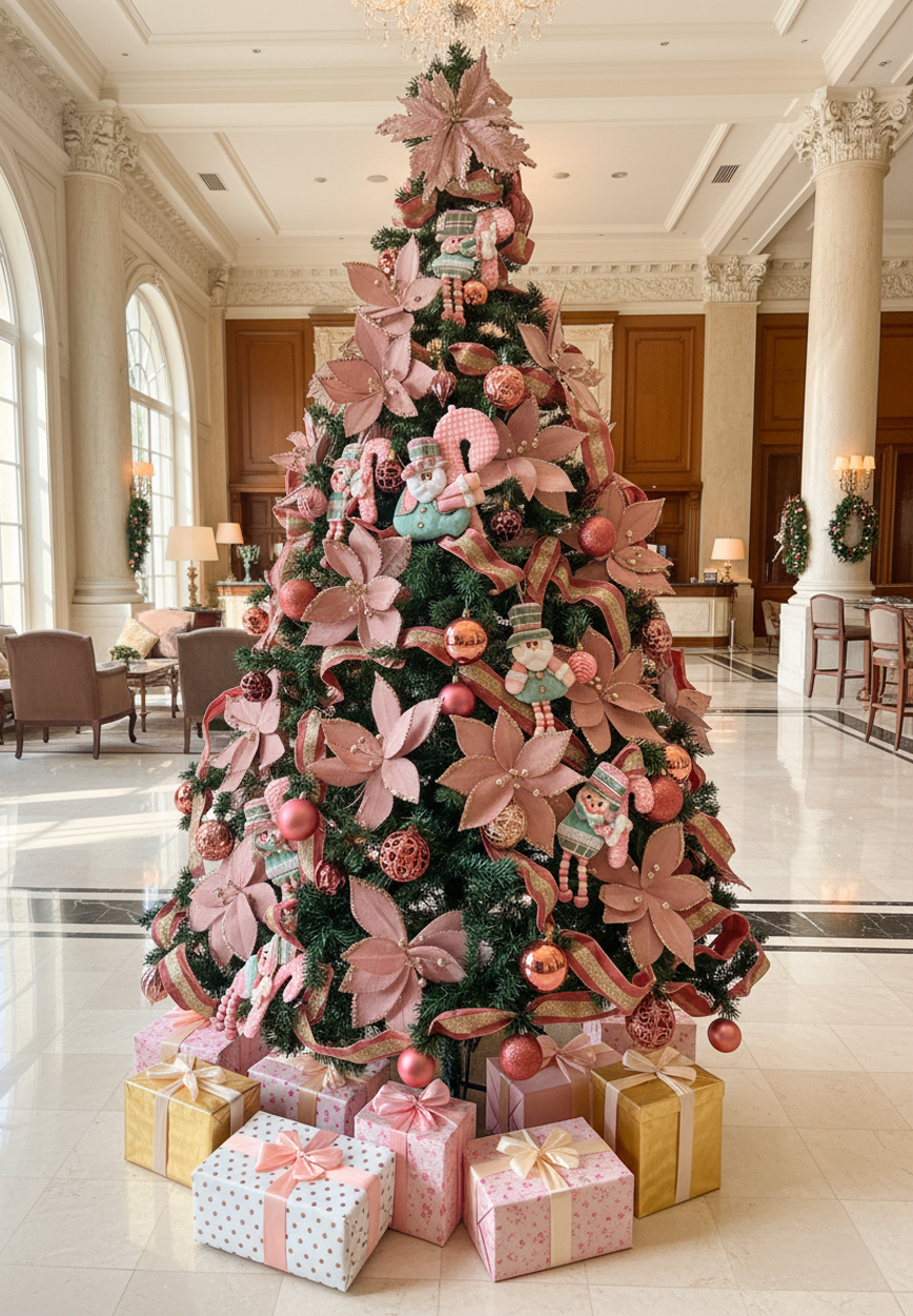 Kit Árvore de Natal Encanto Rosa