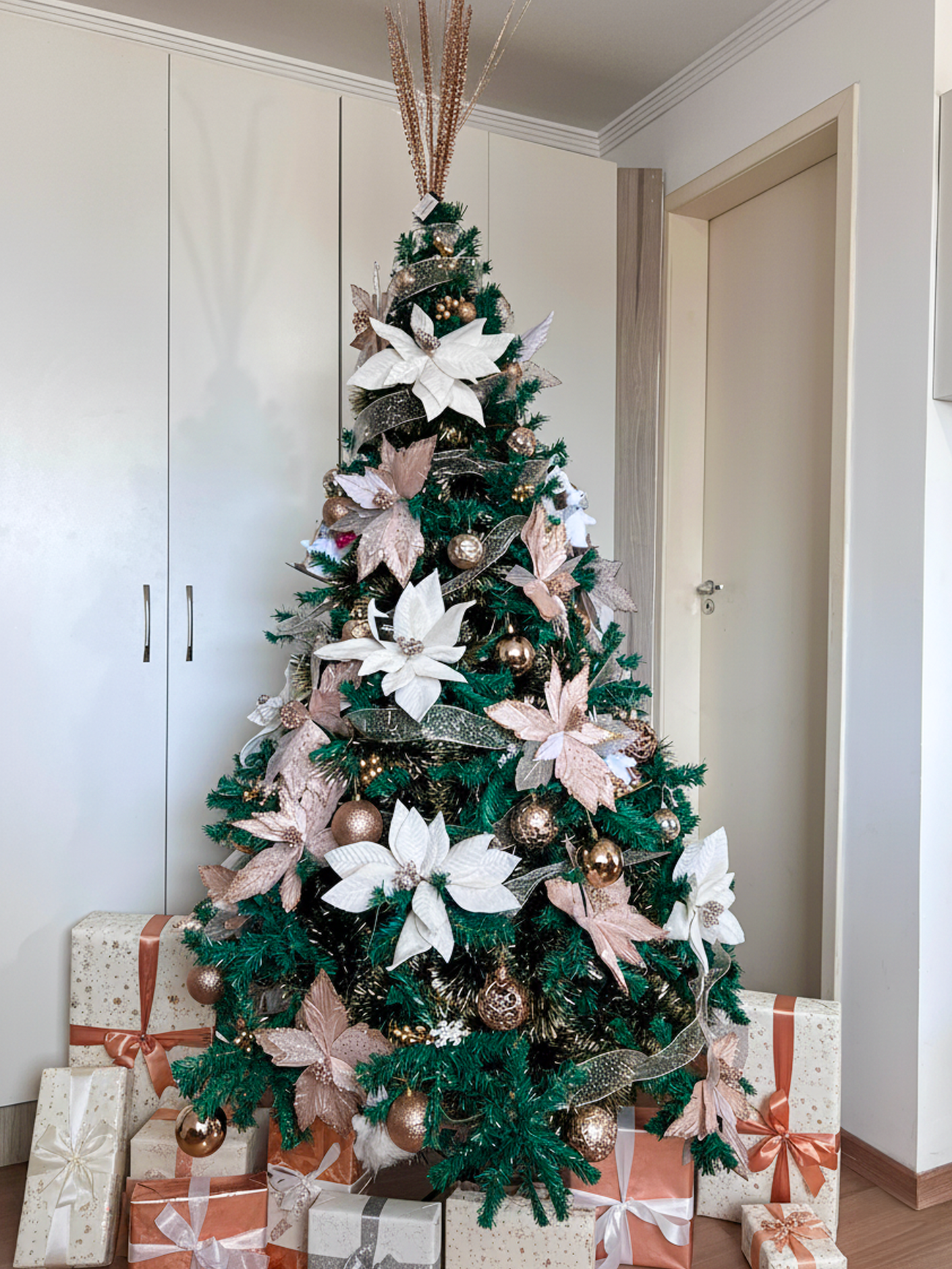 Kit Árvore de Natal Champagne e Branca